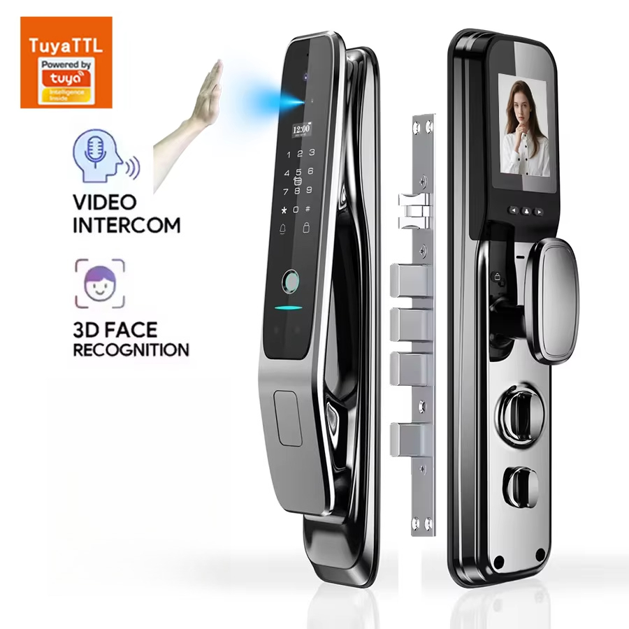Smart Door Lock Wifi - กุญแจล็อคประตูอัจฉริยะอัตโนมัติ Tuya พร้อมระบบจดจำใบหน้า 3 มิติ และลายนิ้วมือ