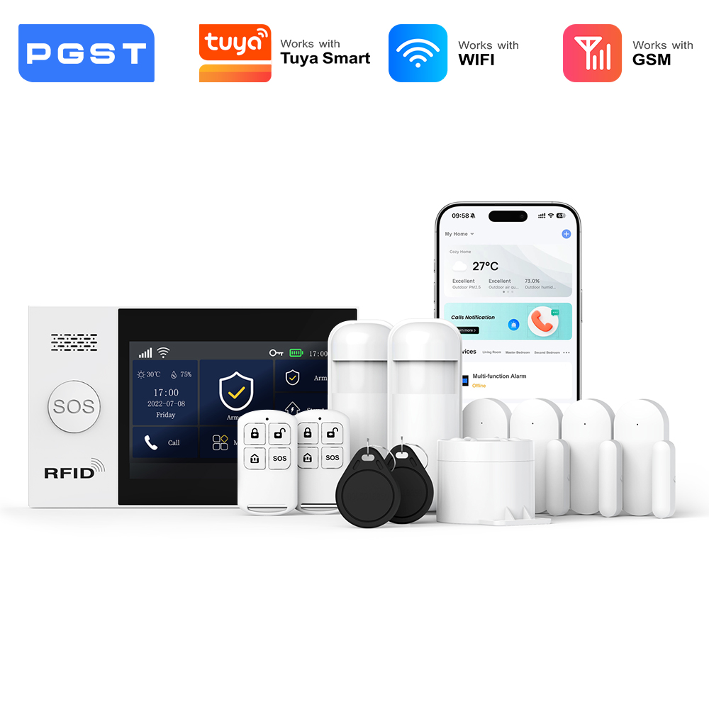 Smart Home Automation Kit - PGST 2G GSM ชุดระบบเตือนภัยอินเตอร์เน็ตไร้สาย ชุดระบบรักษาความปลอดภัยภายในบ้านแบบไร้สาย ทำงานร่วมกับทูย่า