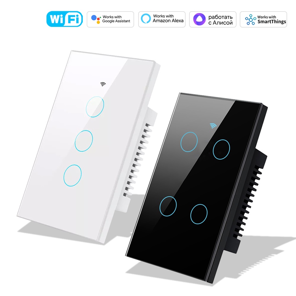 Smart Light Switch Wifi - สวิตช์ไฟติดผนังแบบสัมผัส Smart Life Wifi+Bluetooth สวิตช์แผงสัมผัสแบบ US