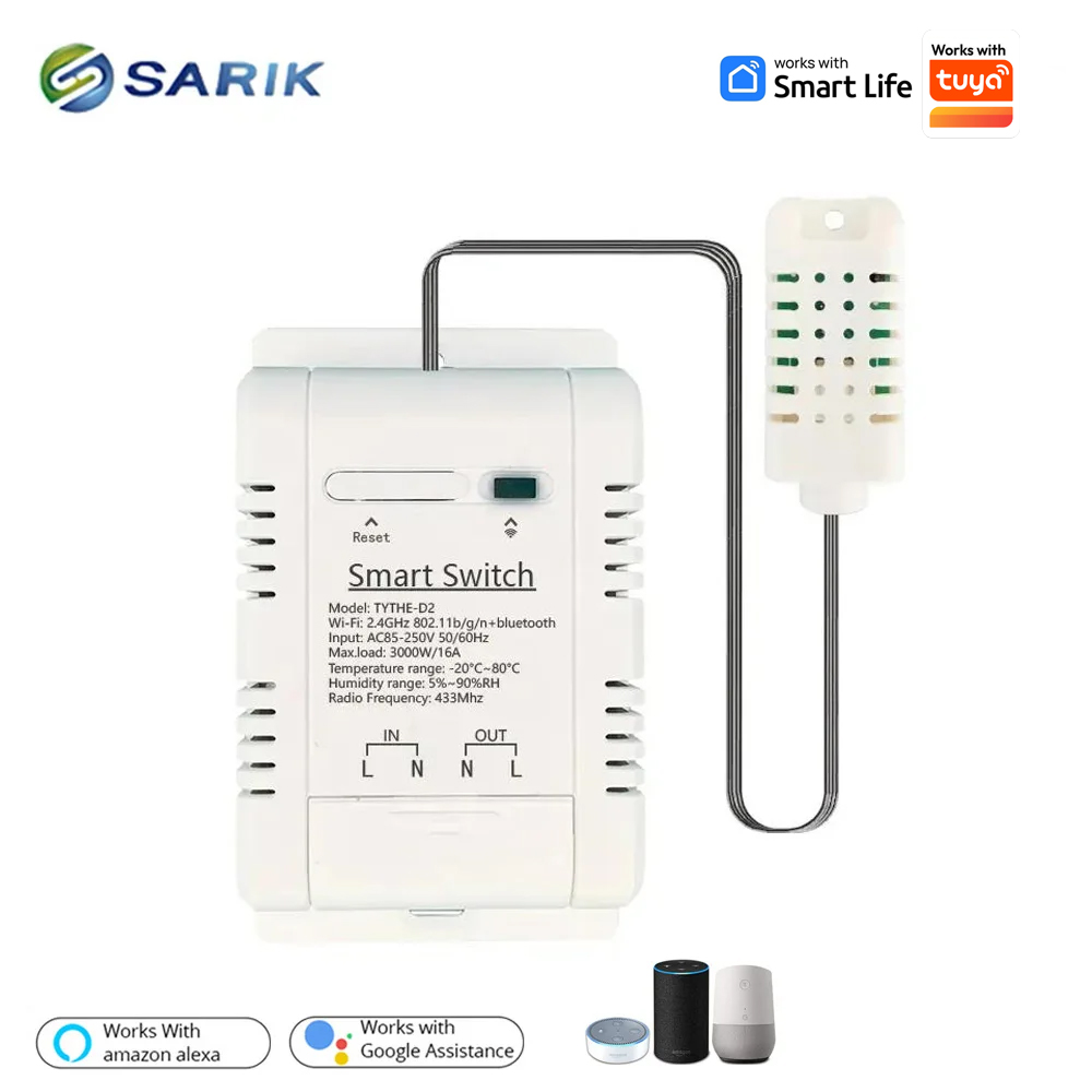 Wifi Thermostat - ใช้งานร่วมกับสวิตช์เทอร์โมสตัท WiFi Tuya 16A 3000W, อุปกรณ์สมาร์ทโฮมสำหรับตรวจสอบอุณหภูมิ