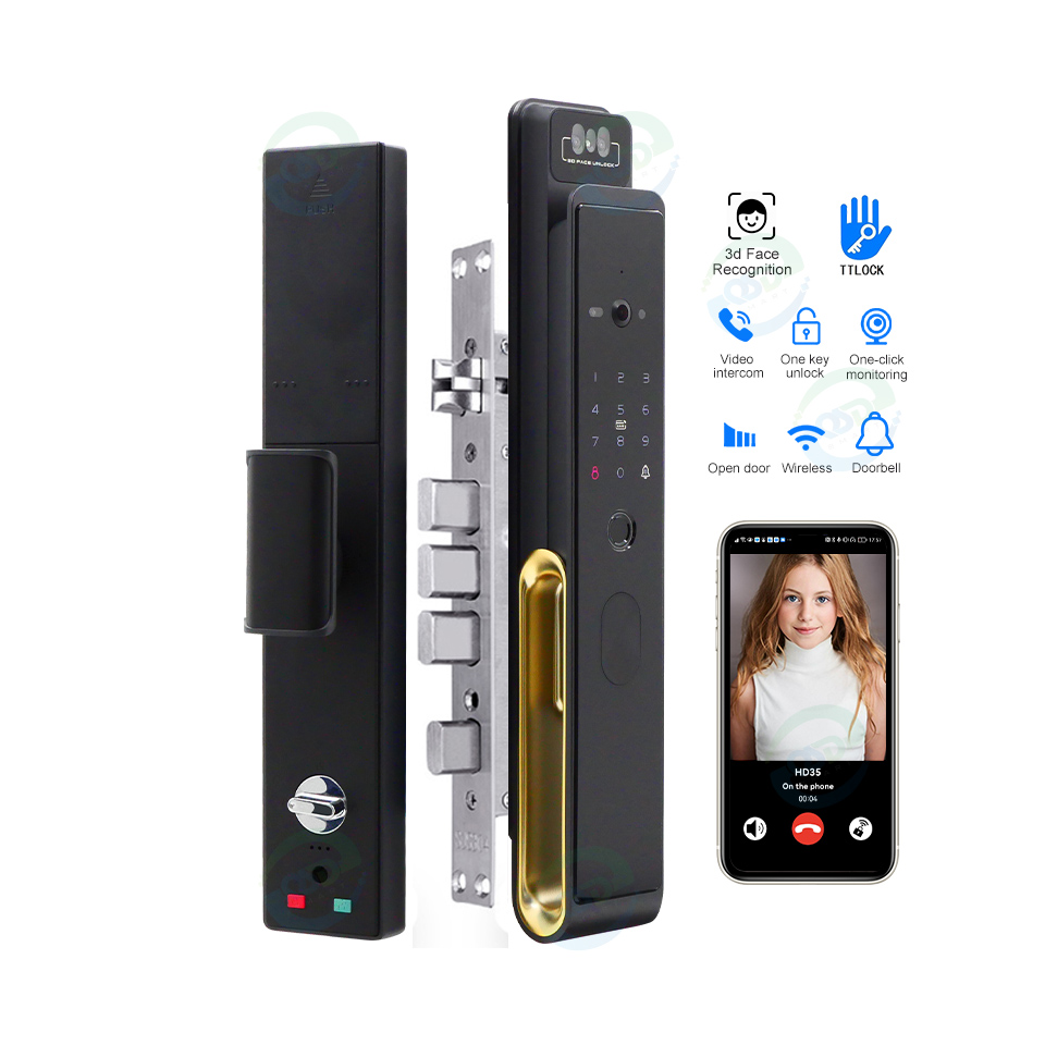 Smart Door Lock Wifi - ระบบอินเตอร์คอมวิดีโอ WiFi พร้อมกล้องวงจรปิด ระบบล็อคประตูด้วยลายนิ้วมือดิจิตอล ตรวจสอบแบบเรียลไทม์ ระบบจดจำใบหน้า